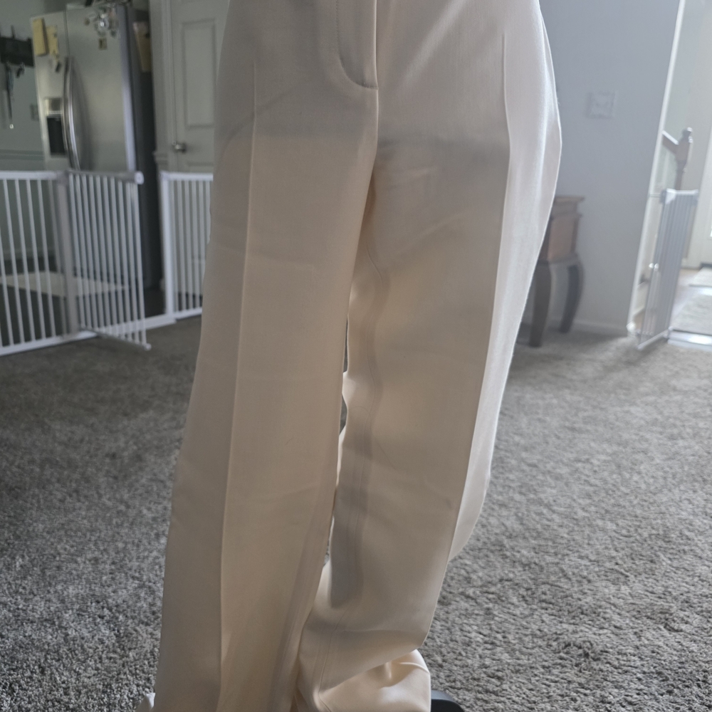 Women's Cream Wide-Leg Dress Pants
